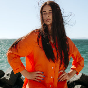 Orange Portofino Linen Dress